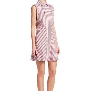 Derek Lam 10 Crosby Shirt‎ Dress Sz 4 Striped Satina Double Breasted Mini